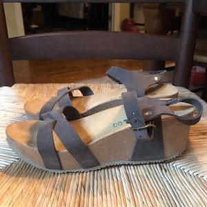 BioNatura Made in Italy X Leather Wedge Sandal